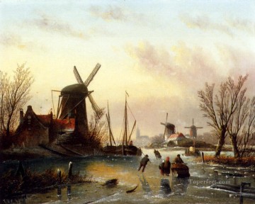 凍った川の風景を眺めるボート ヤン・ジェイコブ・コーエンラード・シュポーラー Oil Paintings